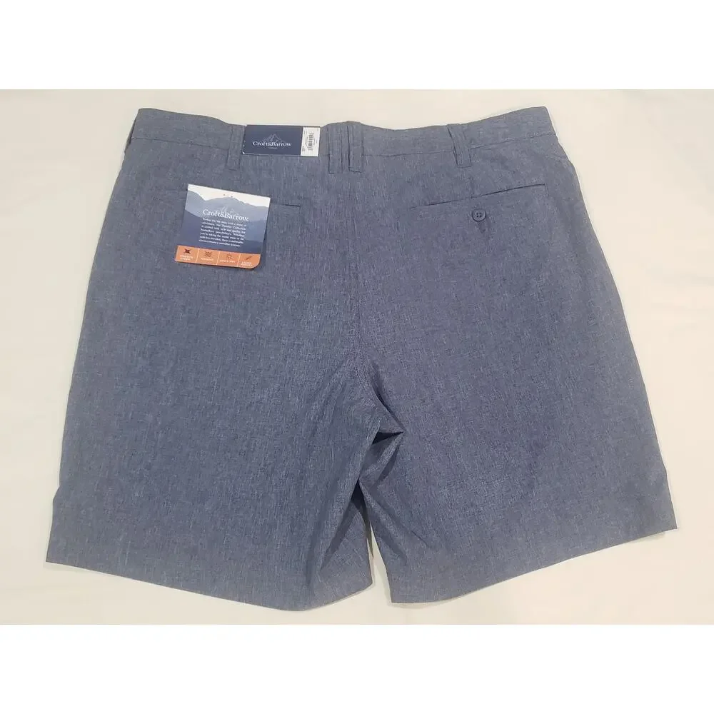 Croft & Borrow Blue Stretch Fabric Quick Dry Light Weight Shorts BNWT | Size 38